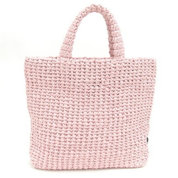 Prada Handbag Small Crochet Tote Bag 1BG422 Pink Raffia-like Embroidered Bask... - Picture 2 of 6
